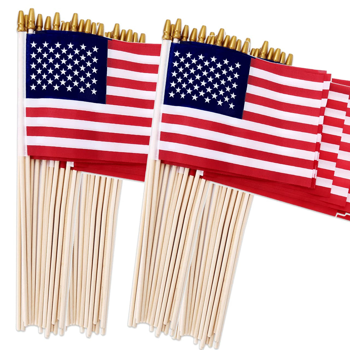 Uelfbaby 100 Pack Small American Flags 4x6 inch front view