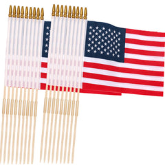 Uelfbaby 24 Pack American Flags 12x18 inches with wooden sticks