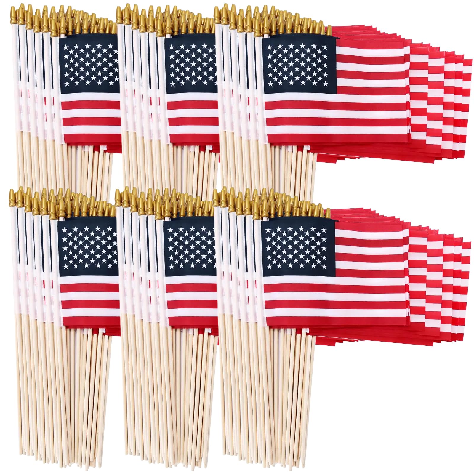 Uelfbaby 500 pack of small American flags 4x6 inch with wood staff