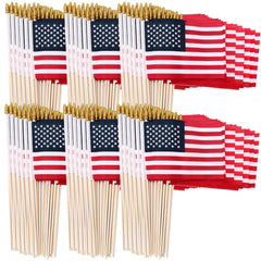Uelfbaby 500 pack of small American flags 4x6 inch with wood staff