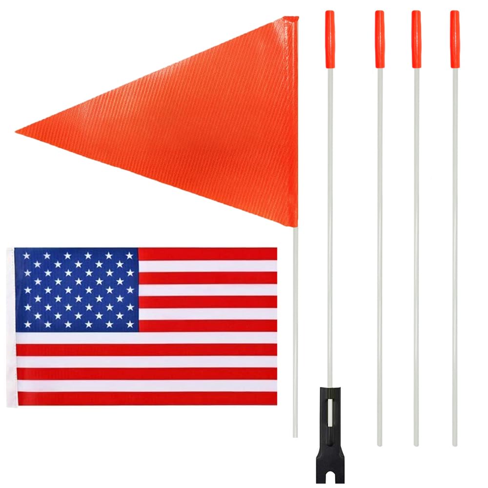 Uelfbaby bike flag with heavy duty pole and American flag