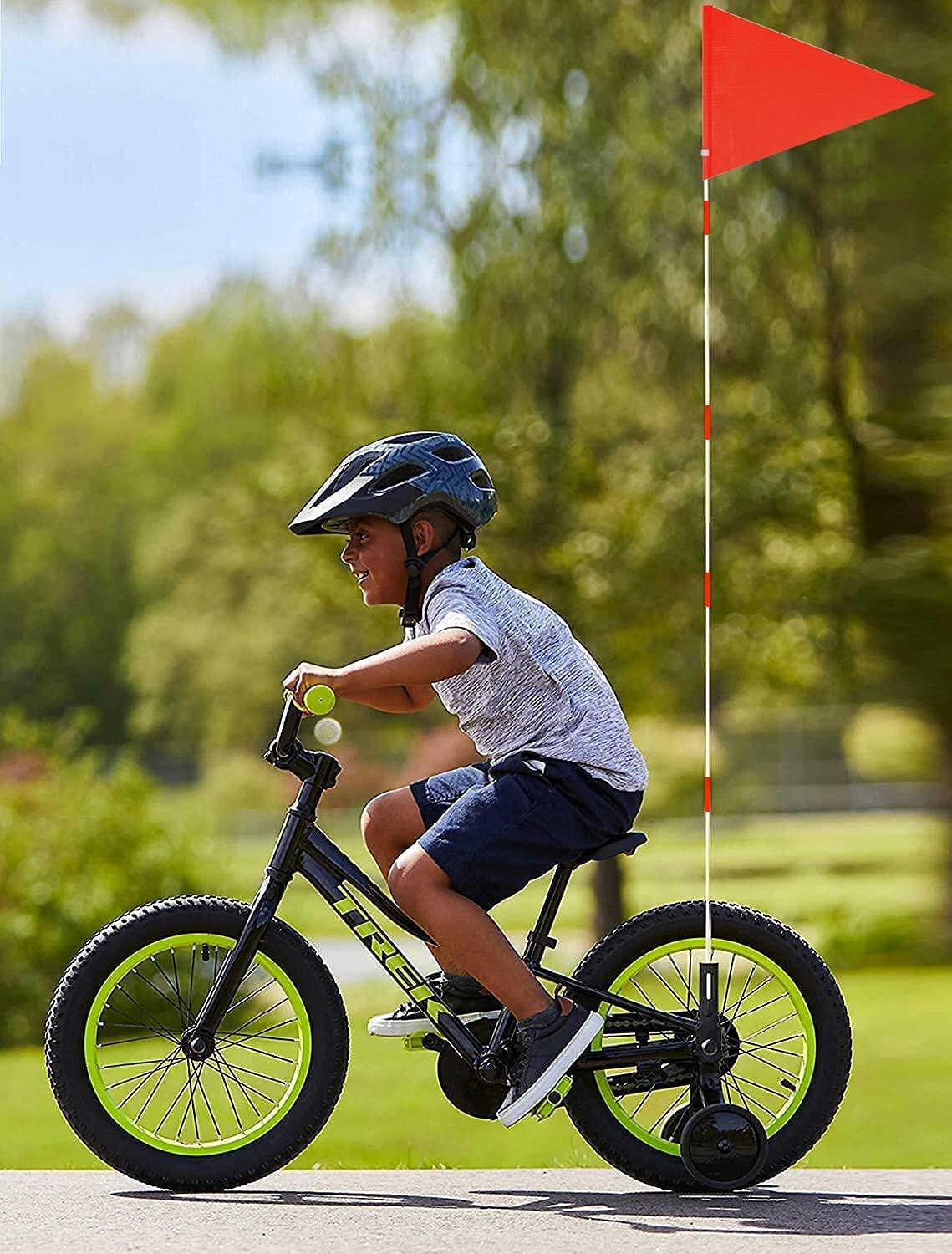 Uelfbaby bike flags attached to a wheelchair for visibility