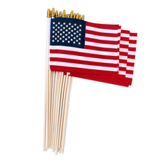 Uelfbaby handheld American flags pack of 24 with wooden sticks