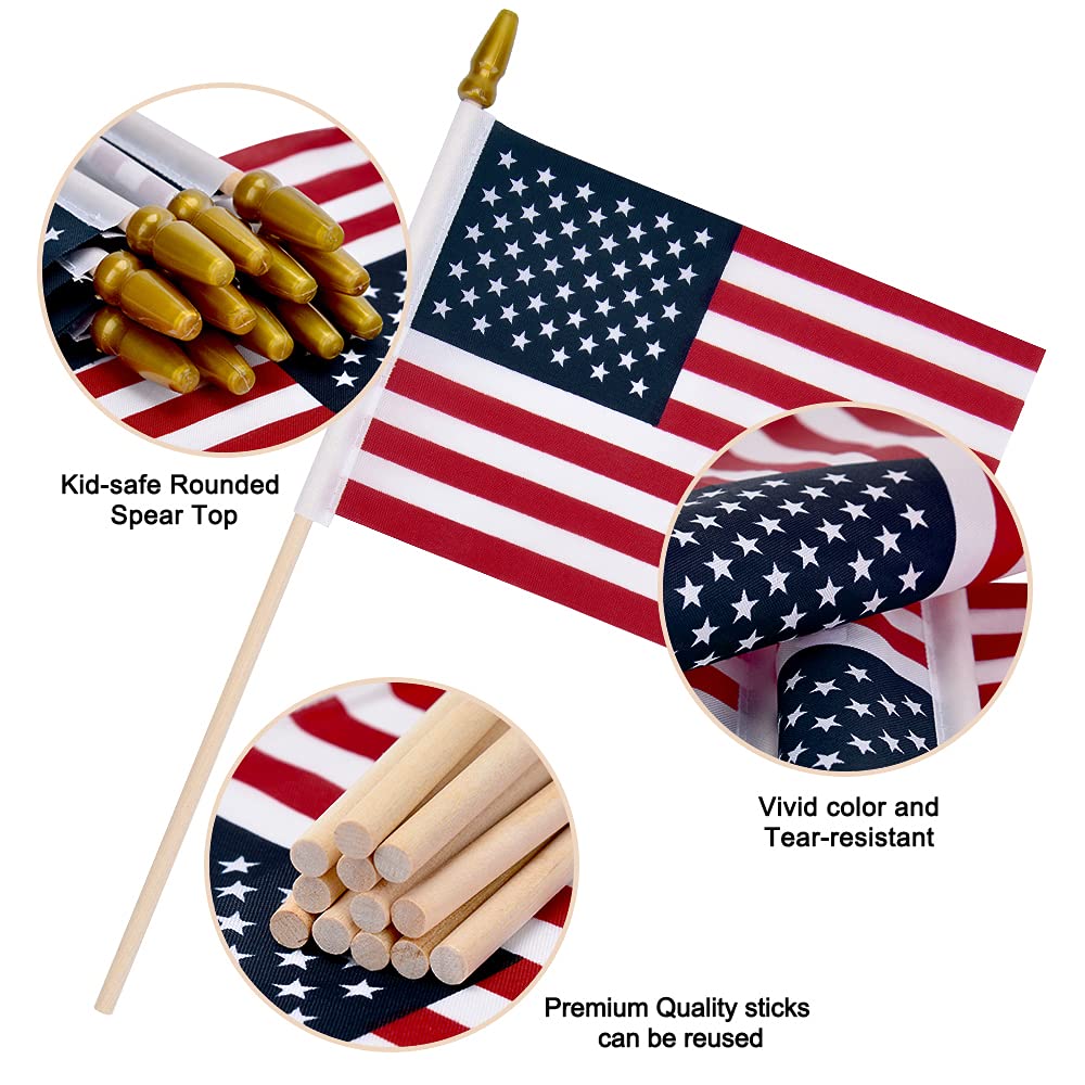 Uelfbaby mini American flag attached to wooden pole