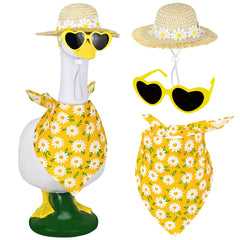 Ueyben Daisy Flower Goose Outfit with straw hat and scarf