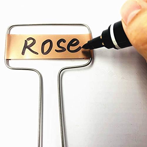 Ugold Copper Plant Labels with handwritten plant names