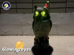 Ugold Solar Owl with bright eyes in garden setting