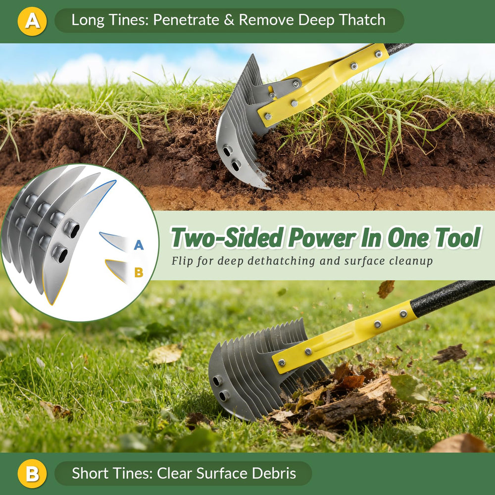 UIABOPZ 15-Inch Thatch Rake assembled and ready for use