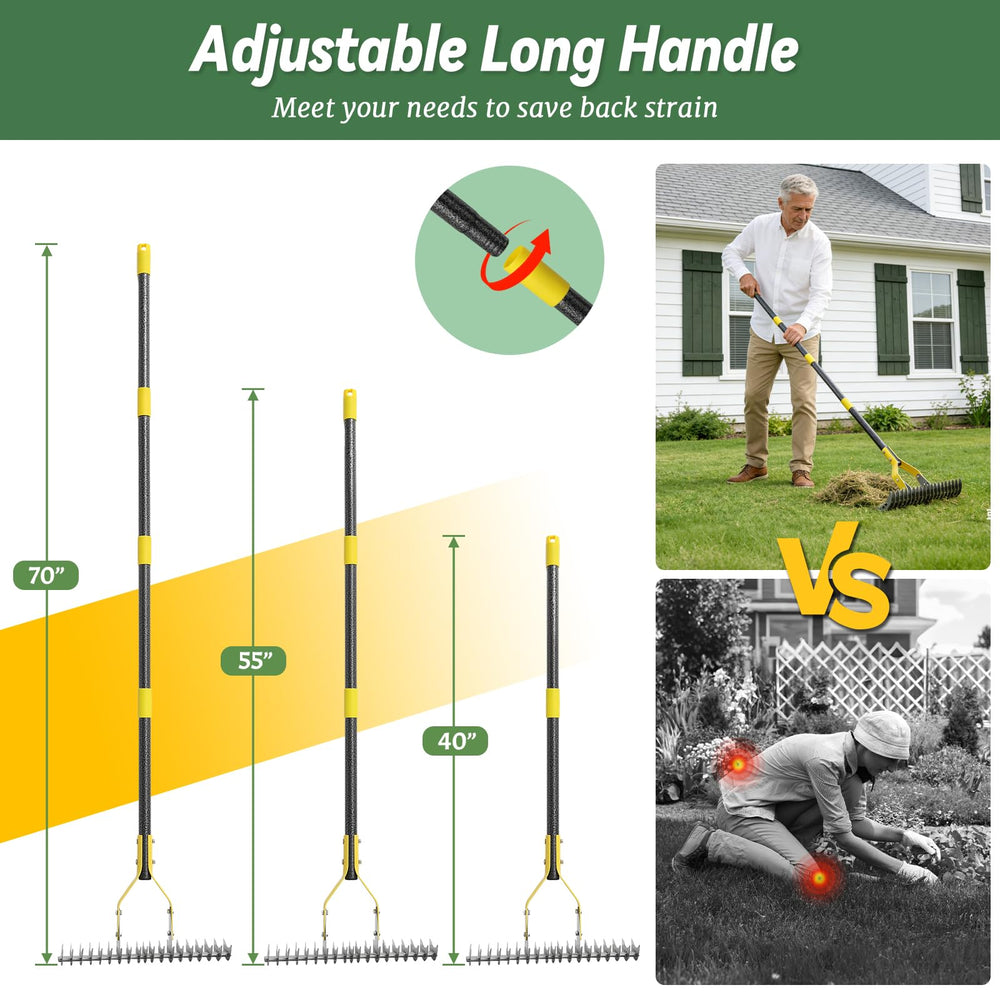 UIABOPZ Thatch Rake adjustable handle sections