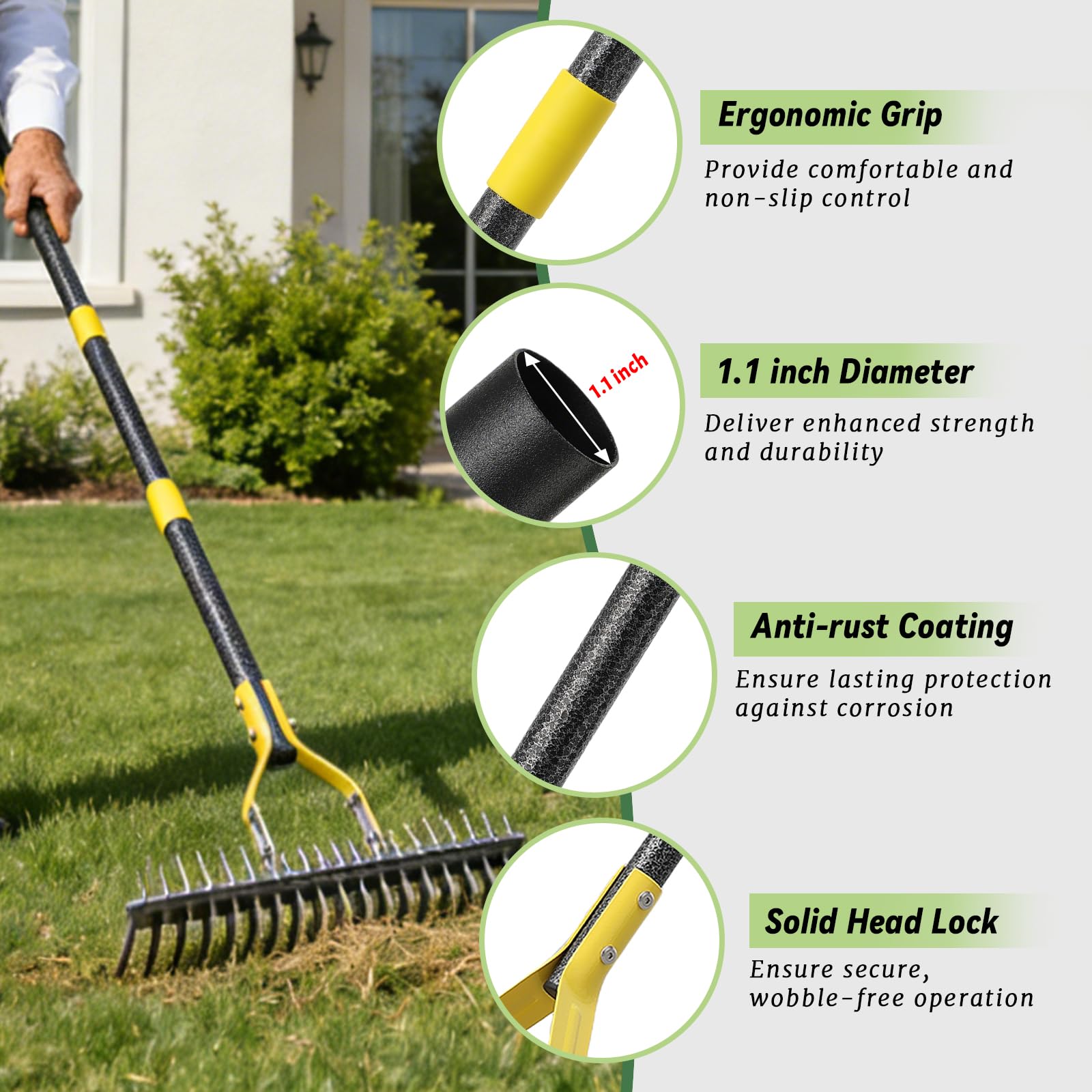 UIABOPZ Thatch Rake with rust-resistant coating