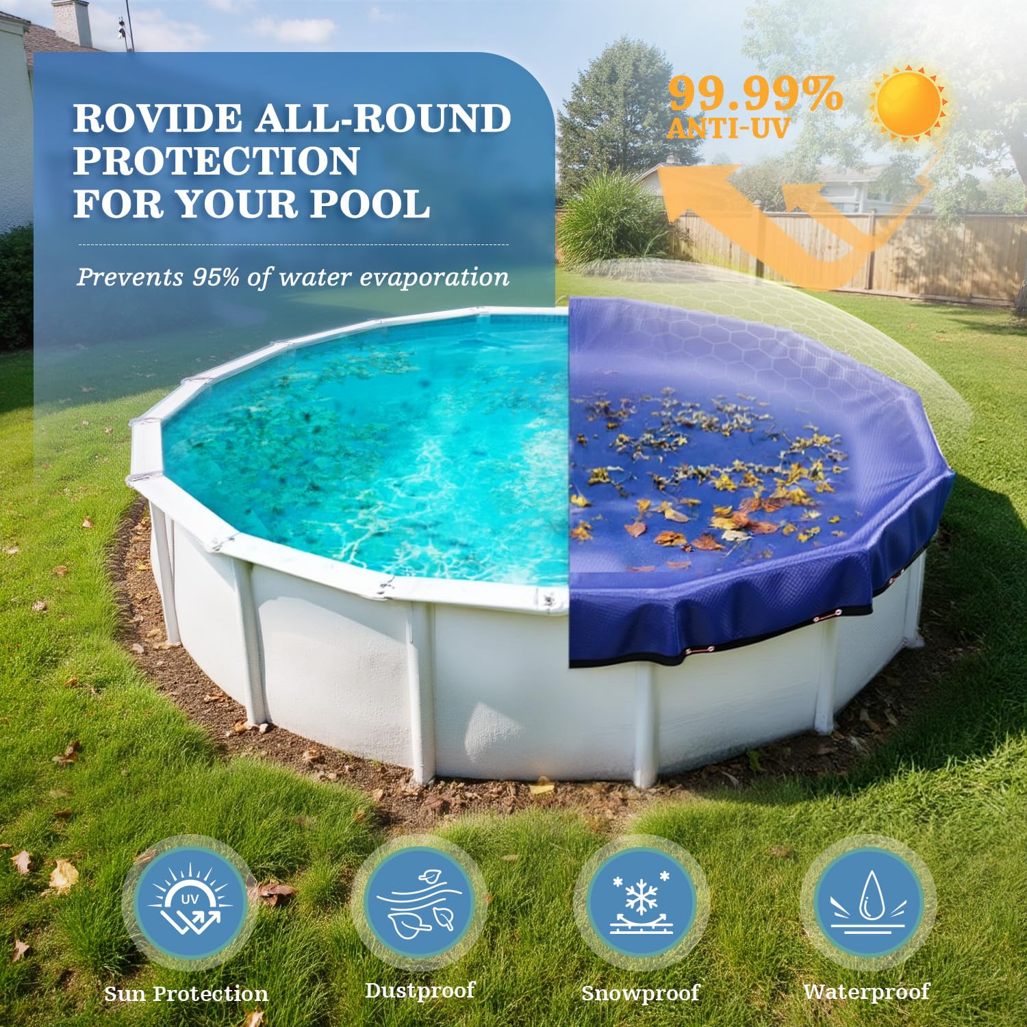 UIRWAY 12FT pool cover in winter setting with snow