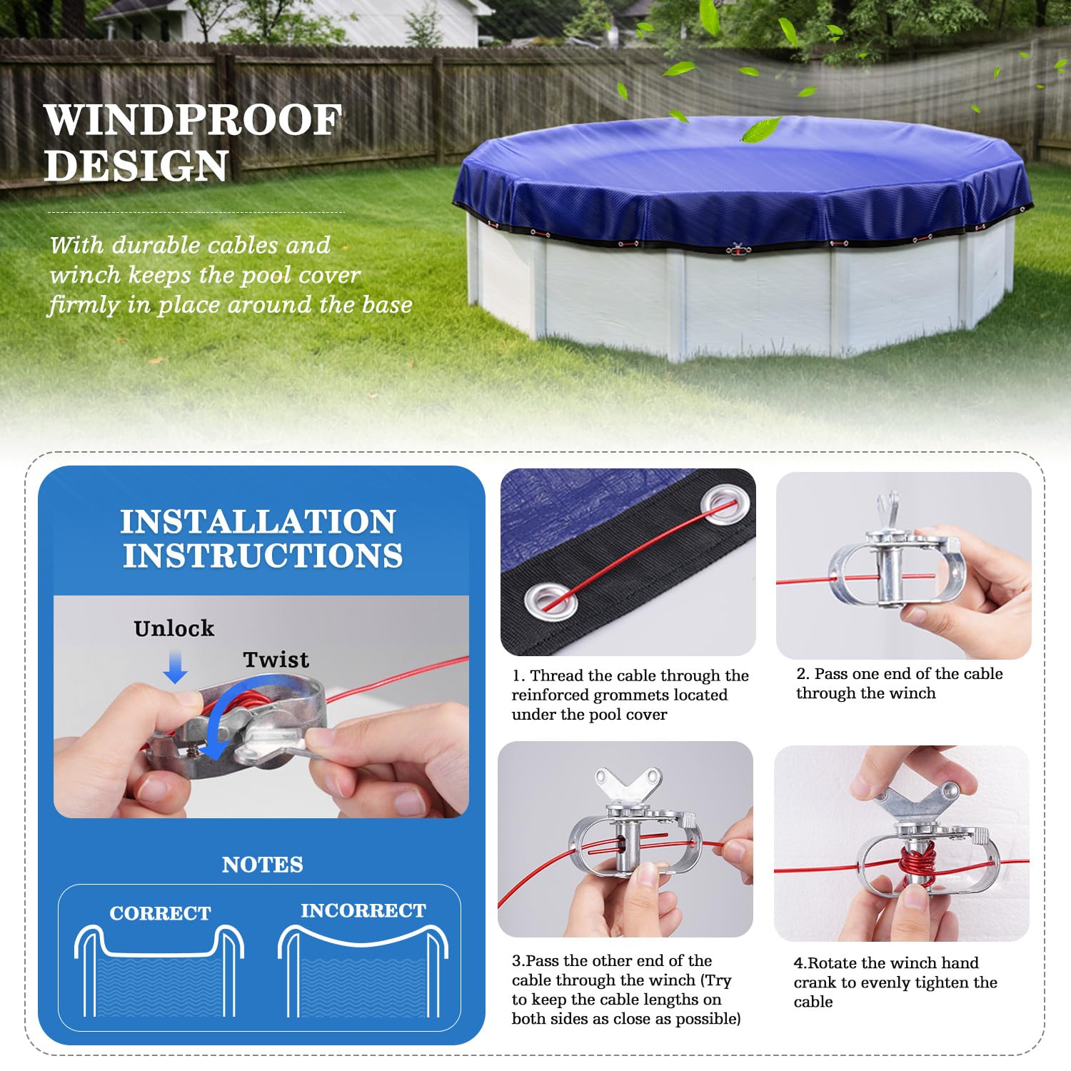 UIRWAY 12FT pool cover packaging and details