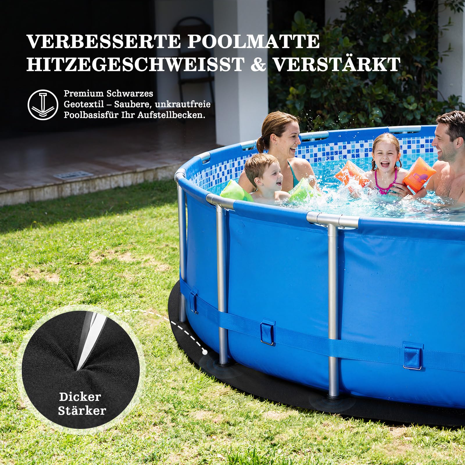 UIRWAY 15FT pool pad dimensions and thickness
