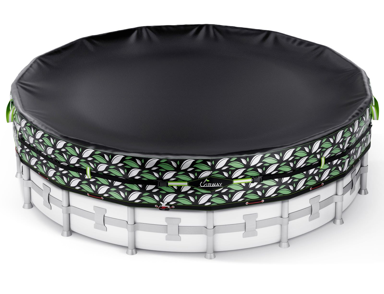 UIRWAY 15FT winter pool cover front view in black and green