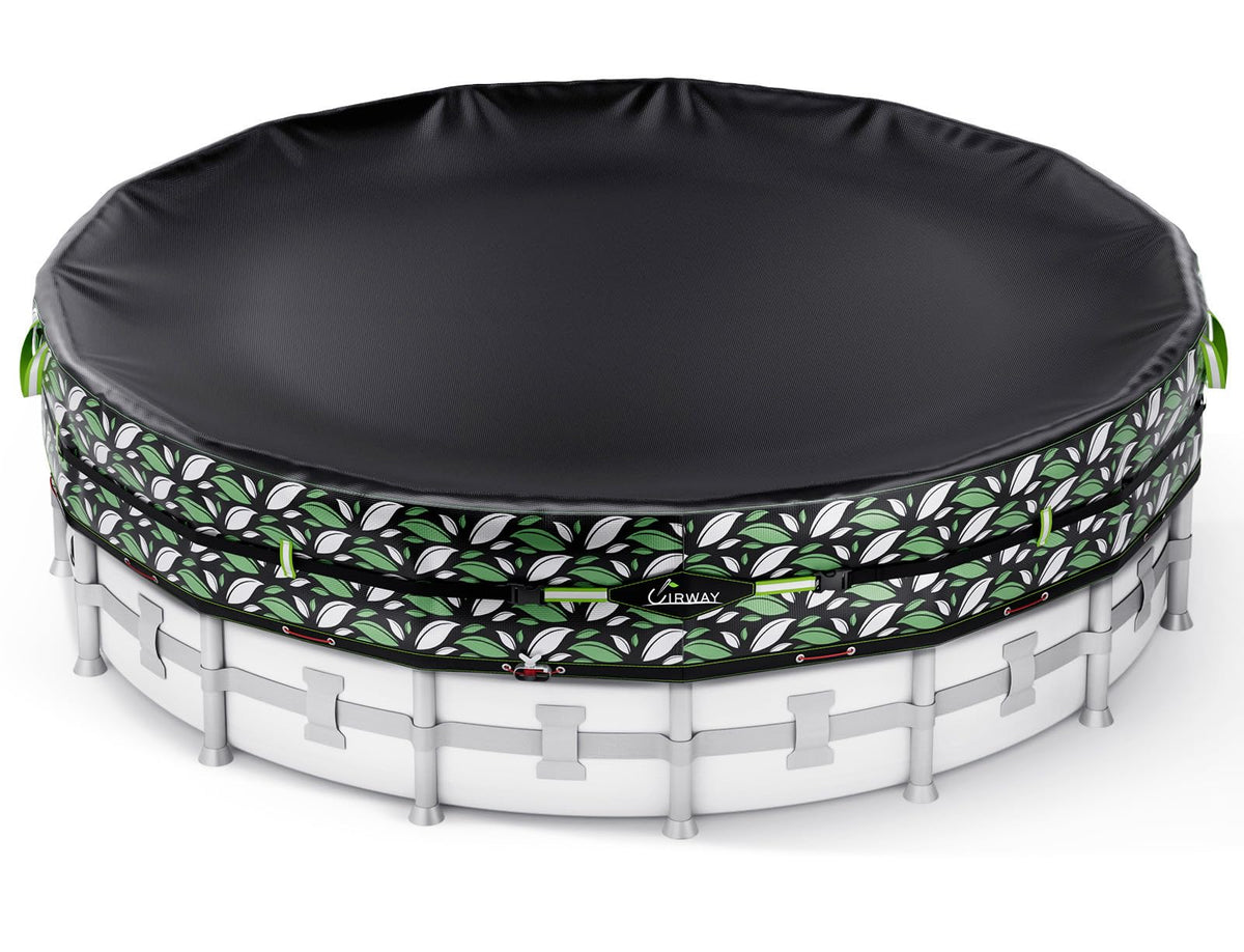 UIRWAY 15FT winter pool cover front view in black and green