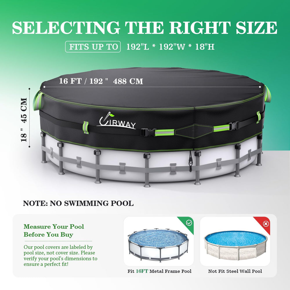 UIRWAY 500D Winter Pool Cover 16FT Round Black side view