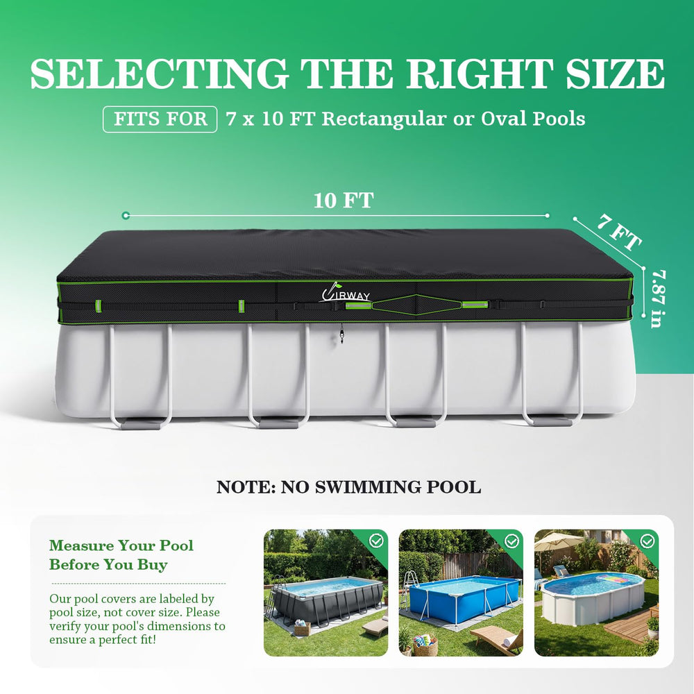 UIRWAY 7x10FT pool cover shown with reflective strips