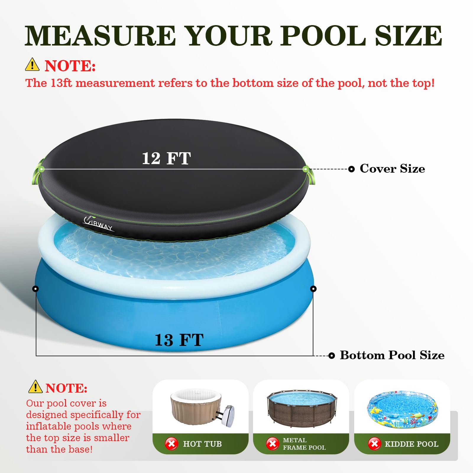 UIRWAY pool cover showing elastic cord and reflective strips