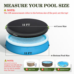 UIRWAY pool cover showing elastic cord and reflective strips