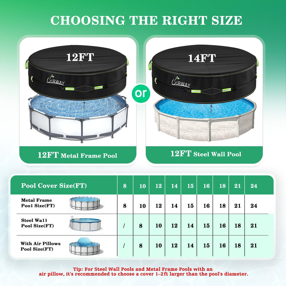 UIRWAY pool cover showing reflective strips and handles
