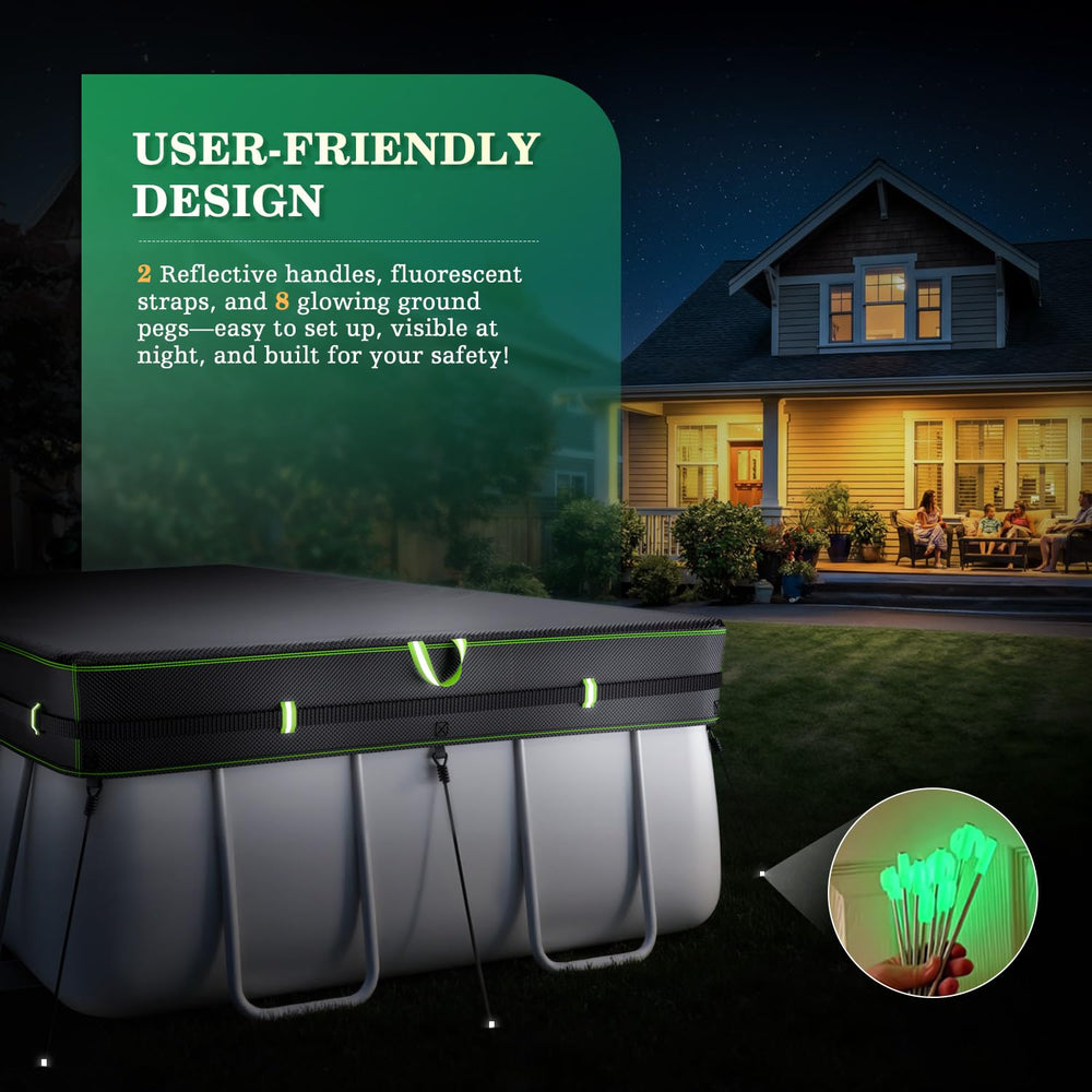 UIRWAY pool cover showing side handles for easy installation