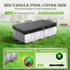 UIRWAY pool cover with reflective strips and stitching