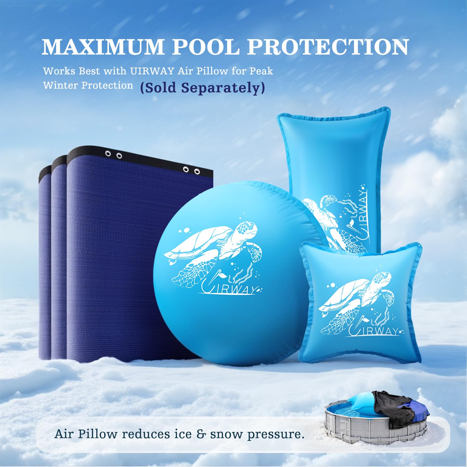 UIRWAY Pool Pillows in a clear above ground pool water