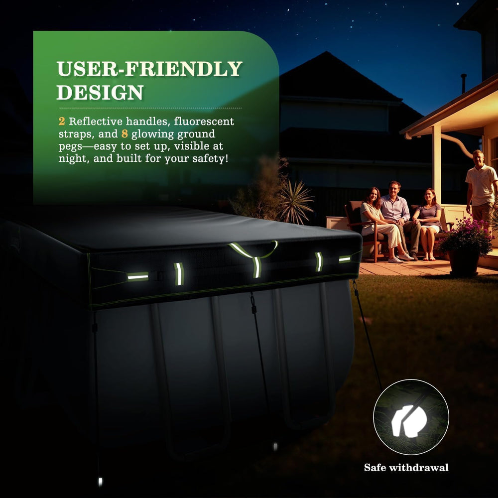 UIRWAY rectangular pool cover in use over a pool