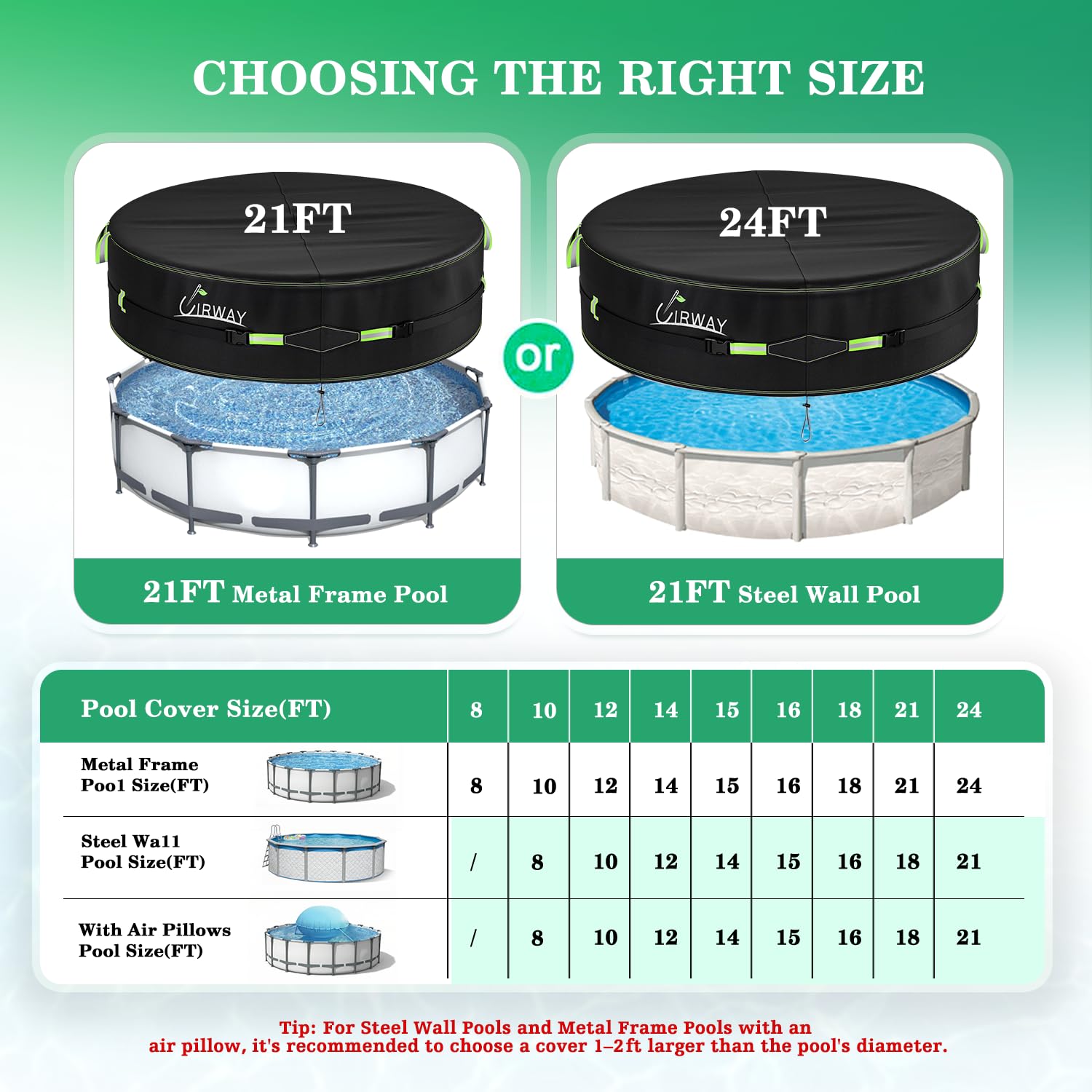 UIRWAY round pool cover with reflective strips and ground nails