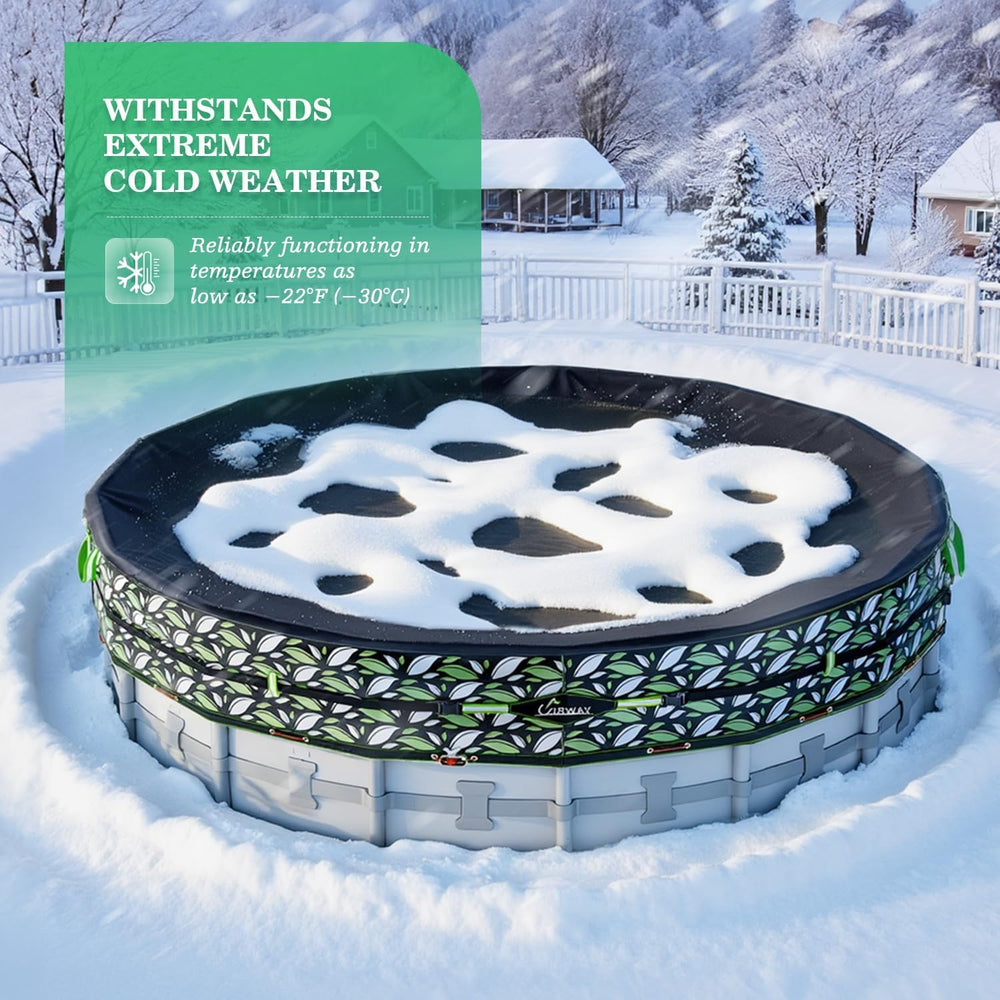 UIRWAY winter pool cover displayed on an above-ground pool