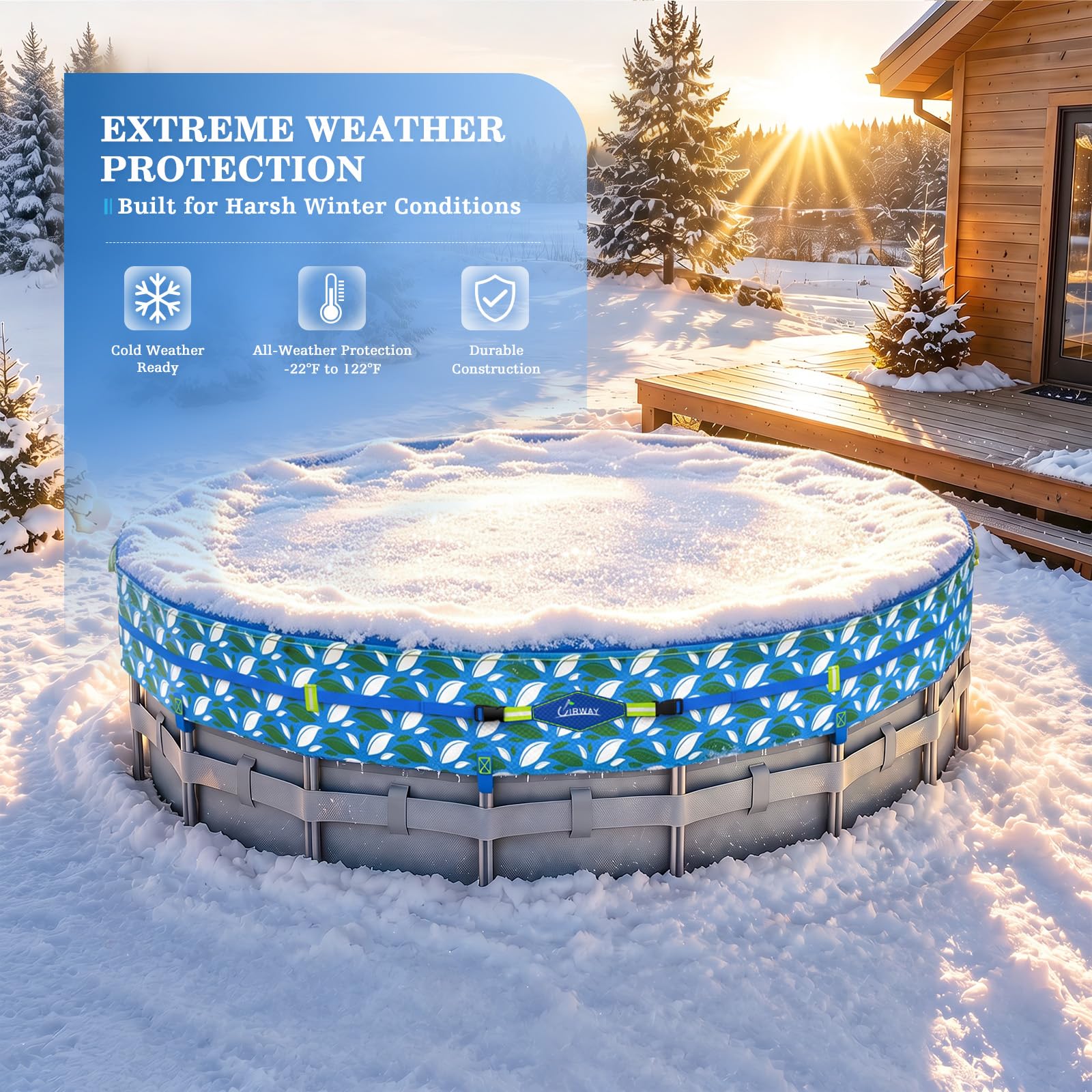 UIRWAY winter pool cover fitting a round above ground pool