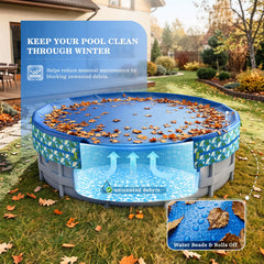 UIRWAY winter pool cover installation process with adjustable straps