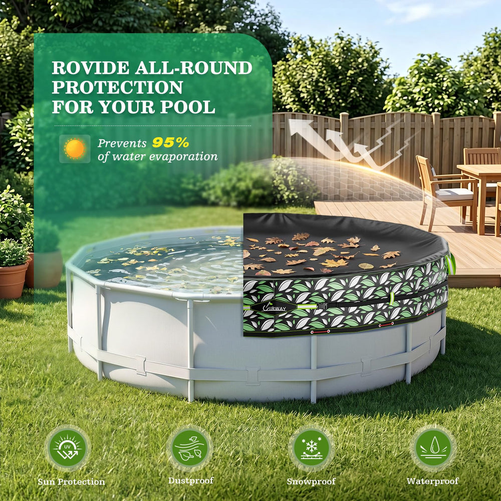 UIRWAY winter pool cover rolled up for storage