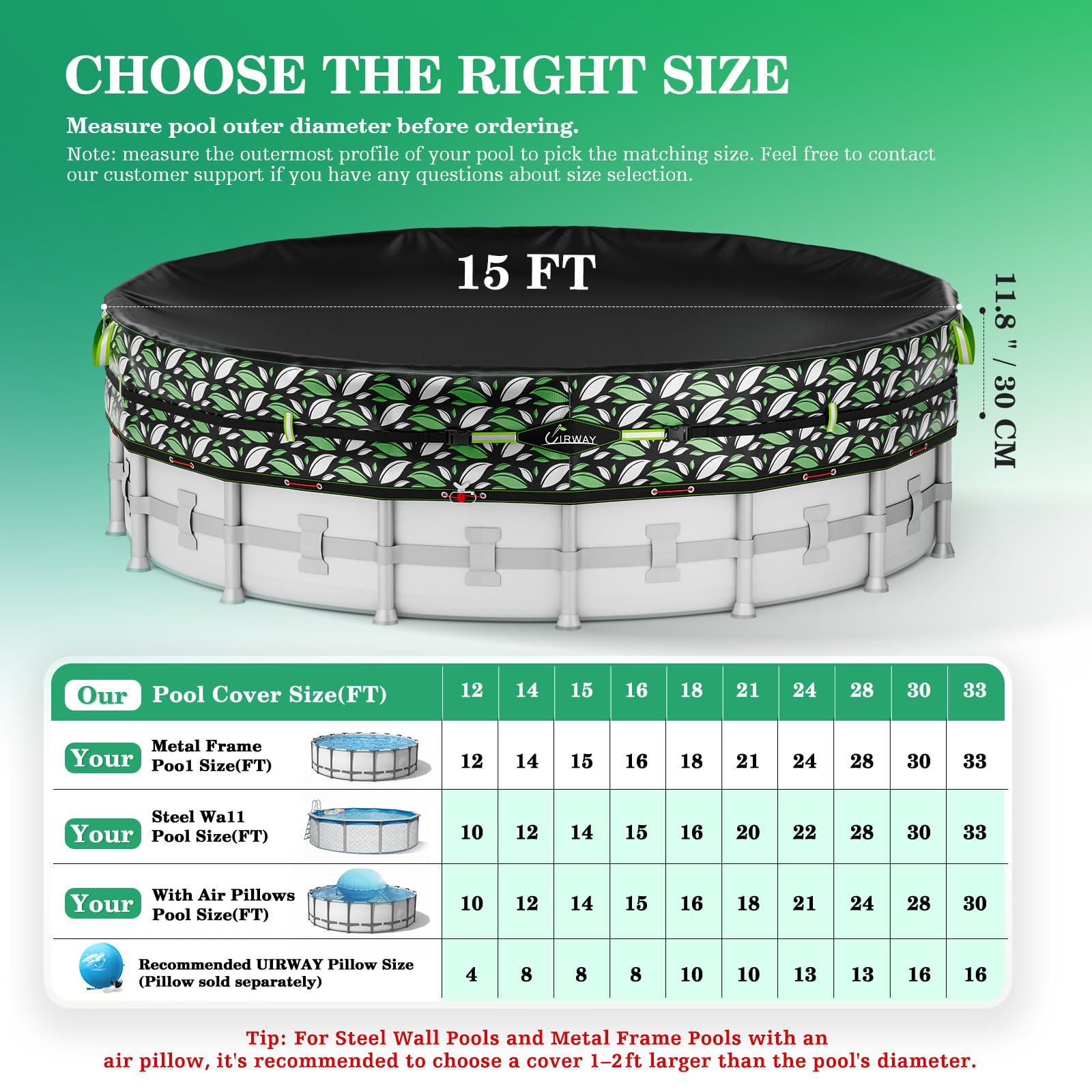UIRWAY winter pool cover showing tear-resistant fabric detail