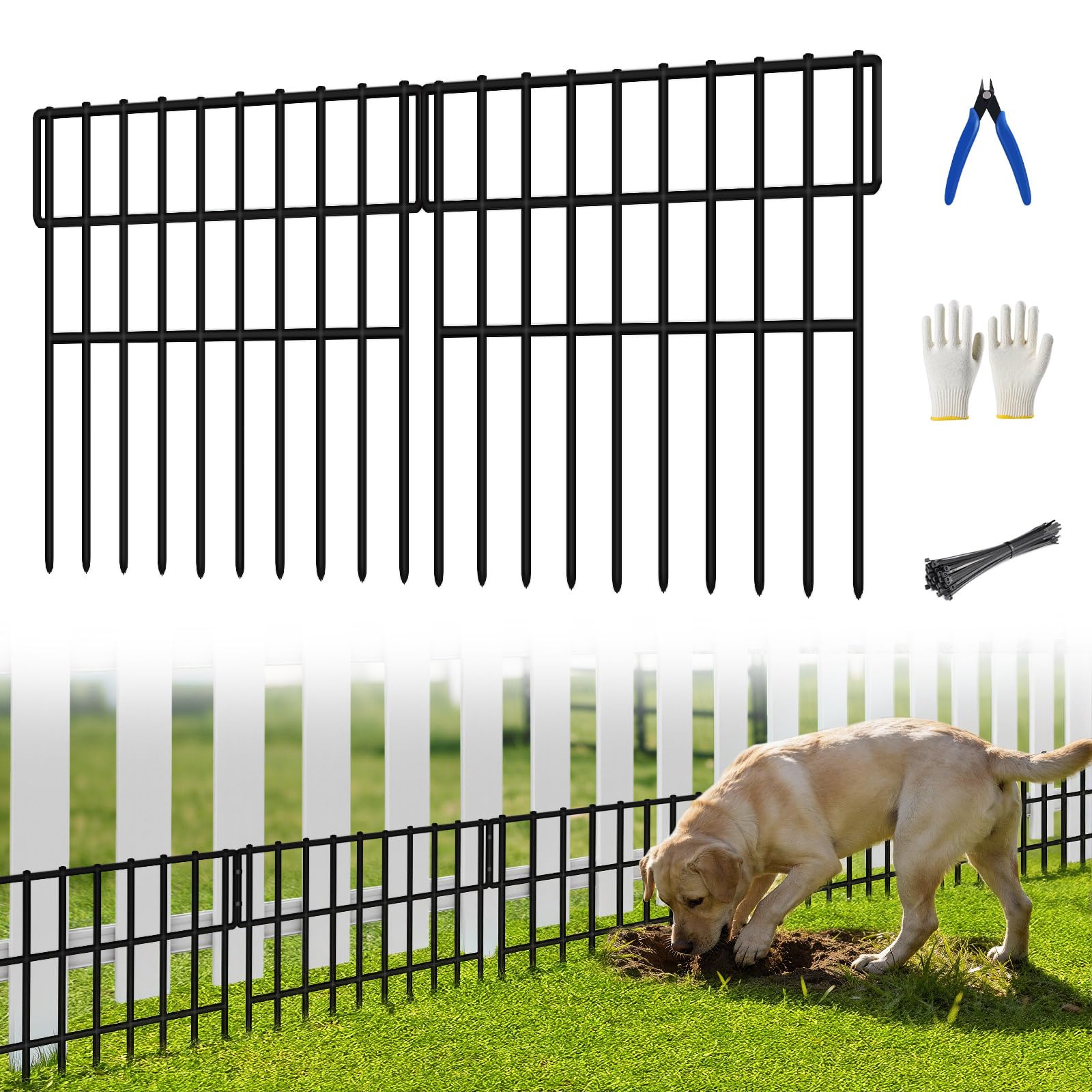 ULIOK 14 Panels Garden Fence Animal Barrier black colour front view