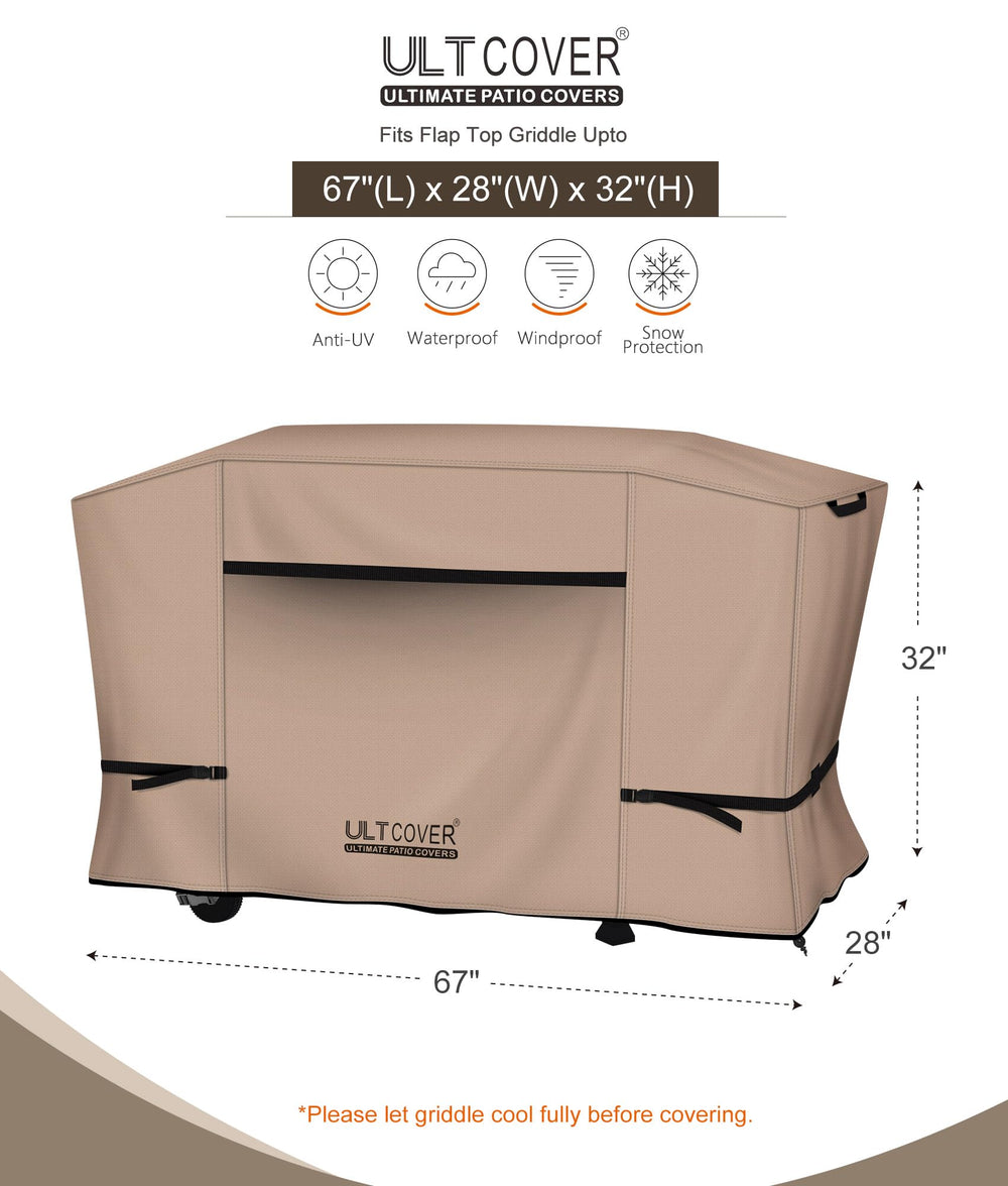 ULTCOVER 36 inch griddle cover side view showing secure clips