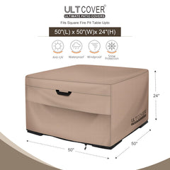 ULTCOVER 50 inch fire pit cover showing waterproof backing