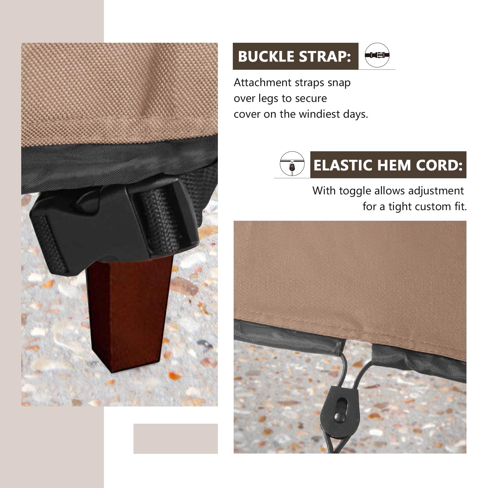 ULTCOVER brown square fire pit table cover side view