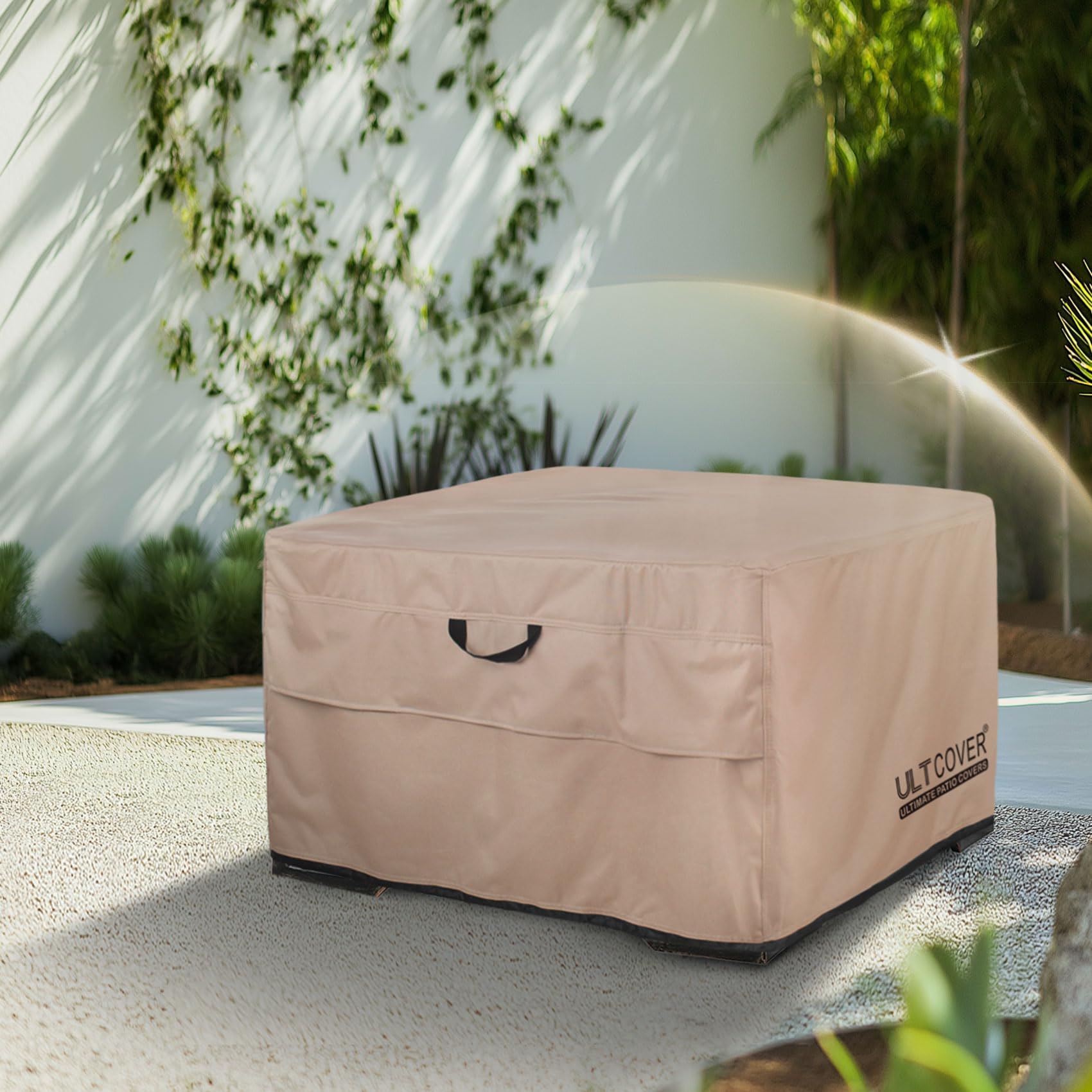 ULTCOVER fire pit cover featuring full coverage design