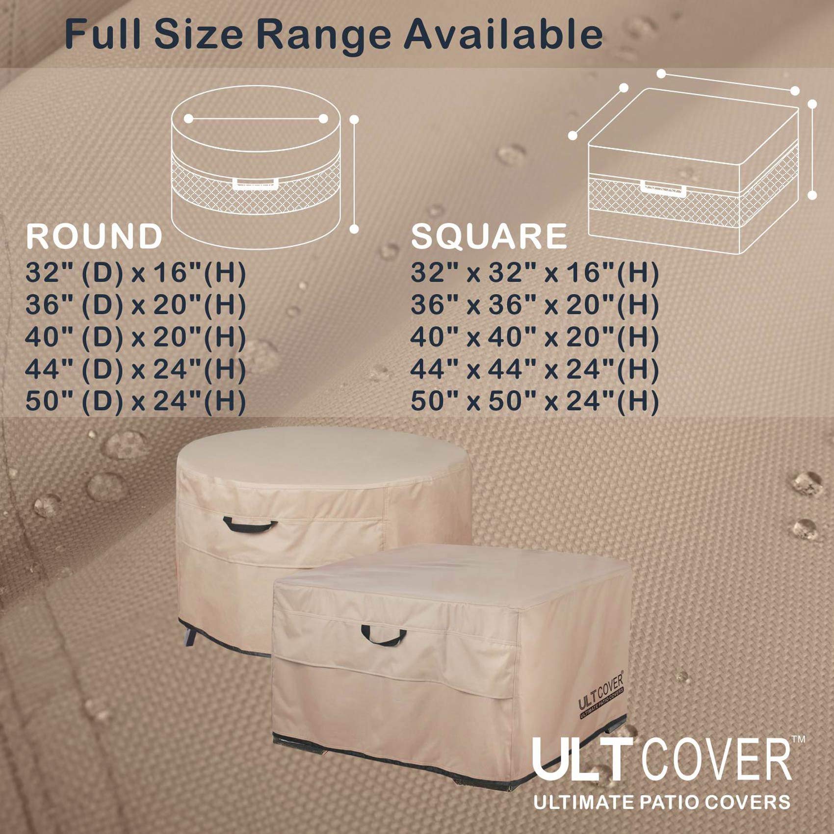 ULTCOVER fire pit cover secured with clips and elastic cords