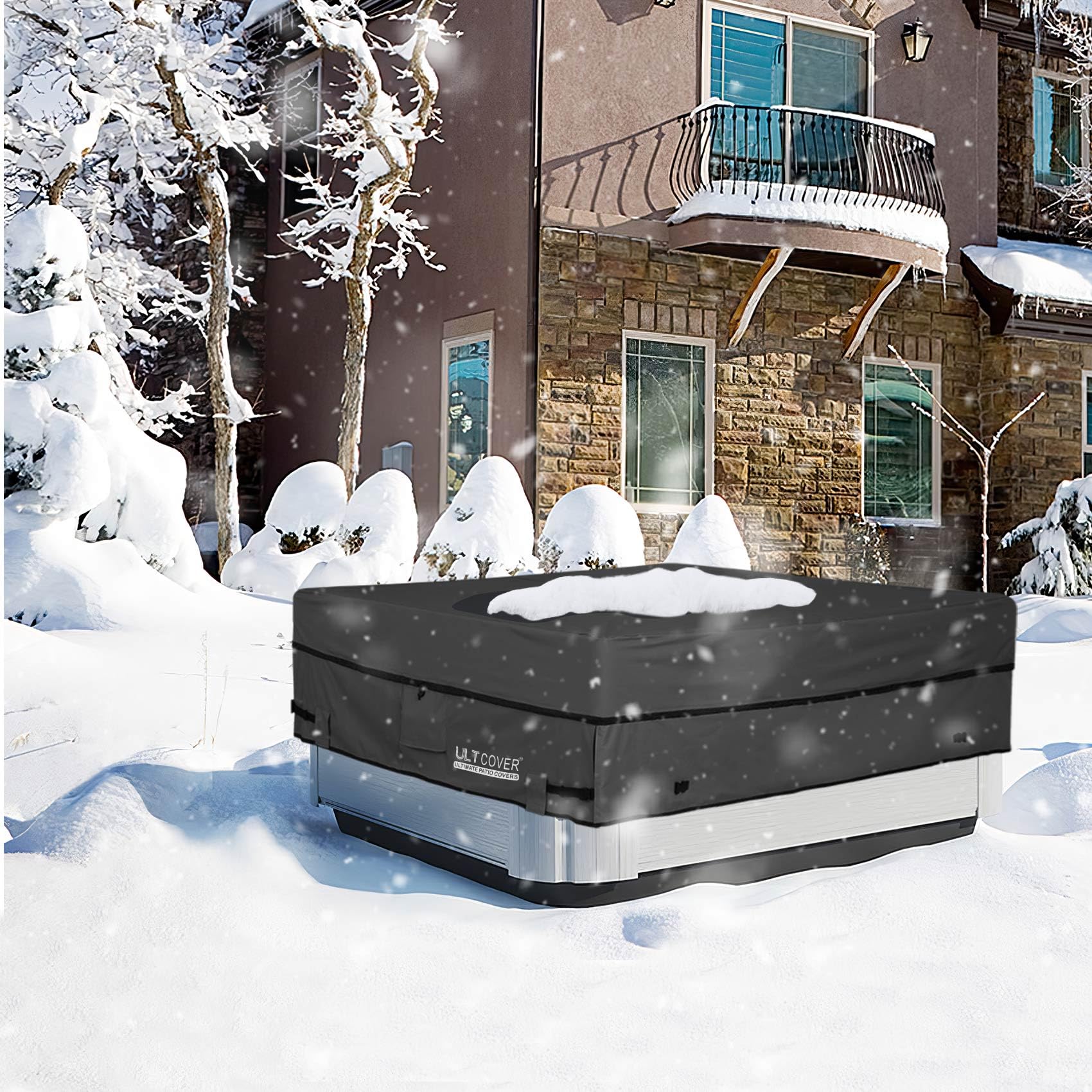 ULTCOVER Hot Tub Cover 85 inch black in outdoor setting