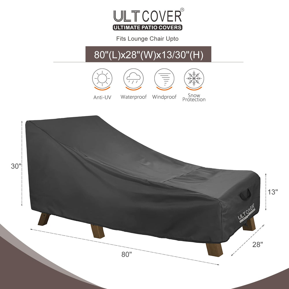 ULTCOVER Outdoor Chaise Lounge Cover side view, showing dimensions