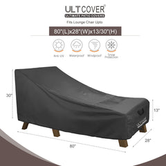 ULTCOVER Outdoor Chaise Lounge Cover side view, showing dimensions