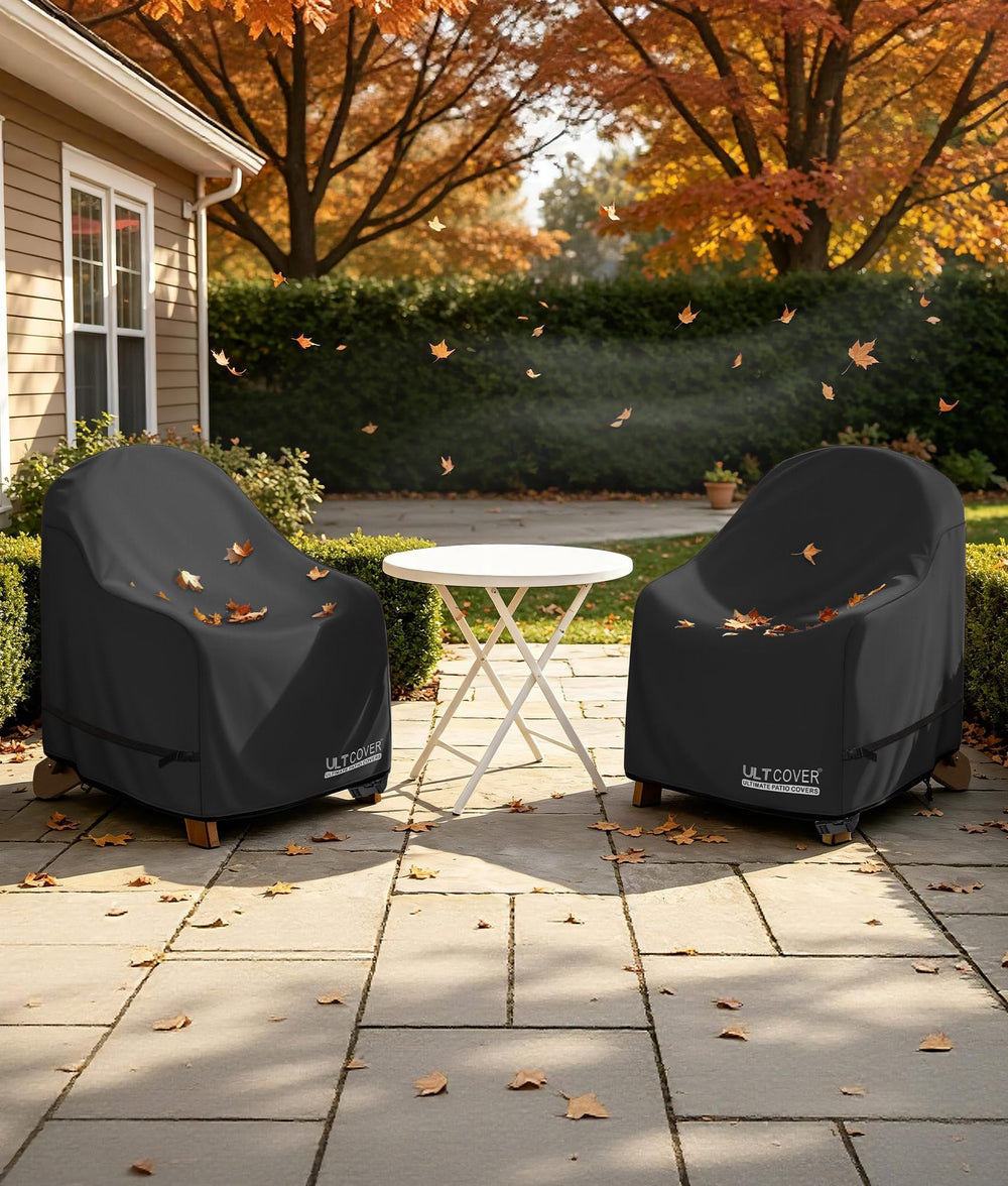 ULTCOVER Patio Adirondack Chair Cover dimensions displayed