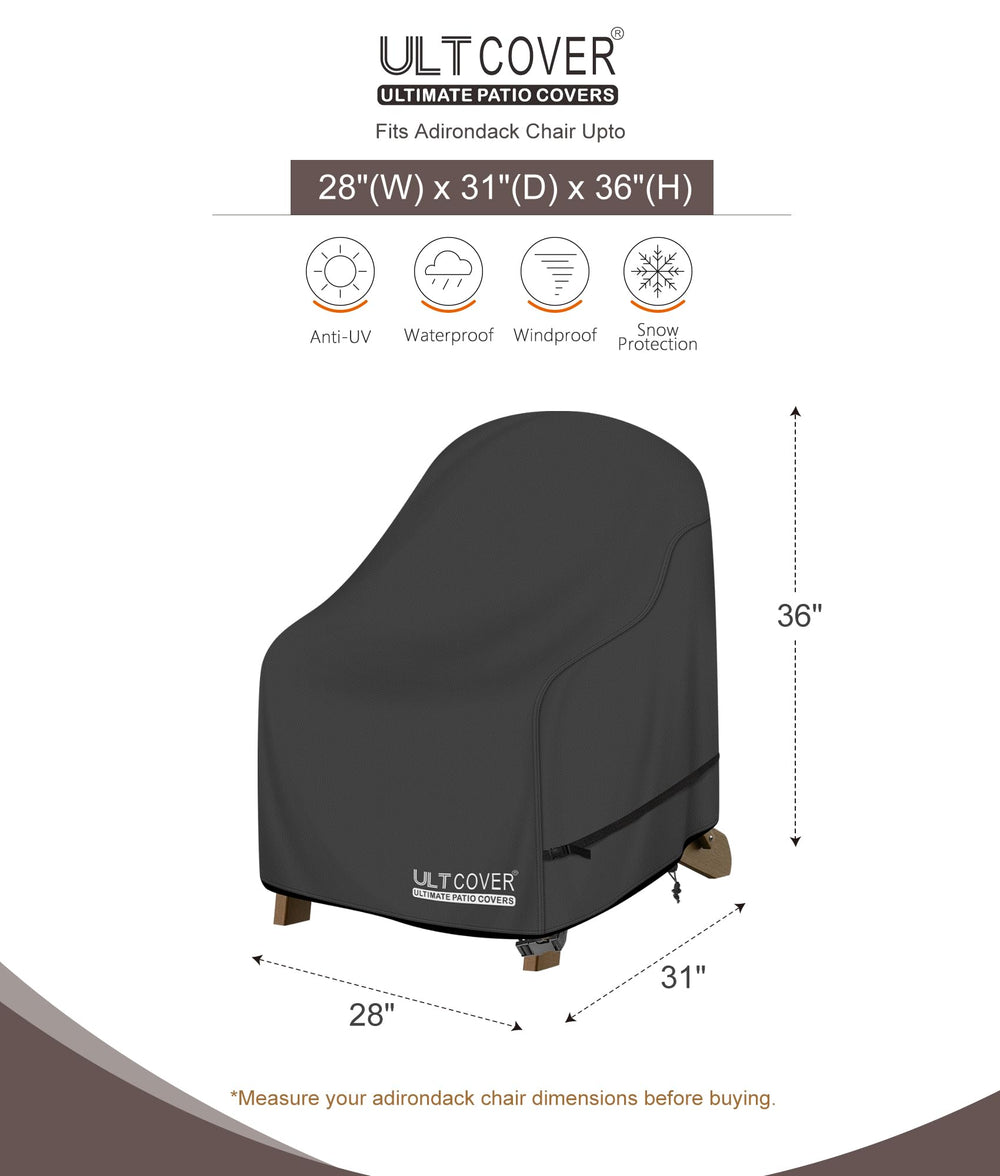 ULTCOVER Patio Adirondack Chair Cover showing waterproof fabric