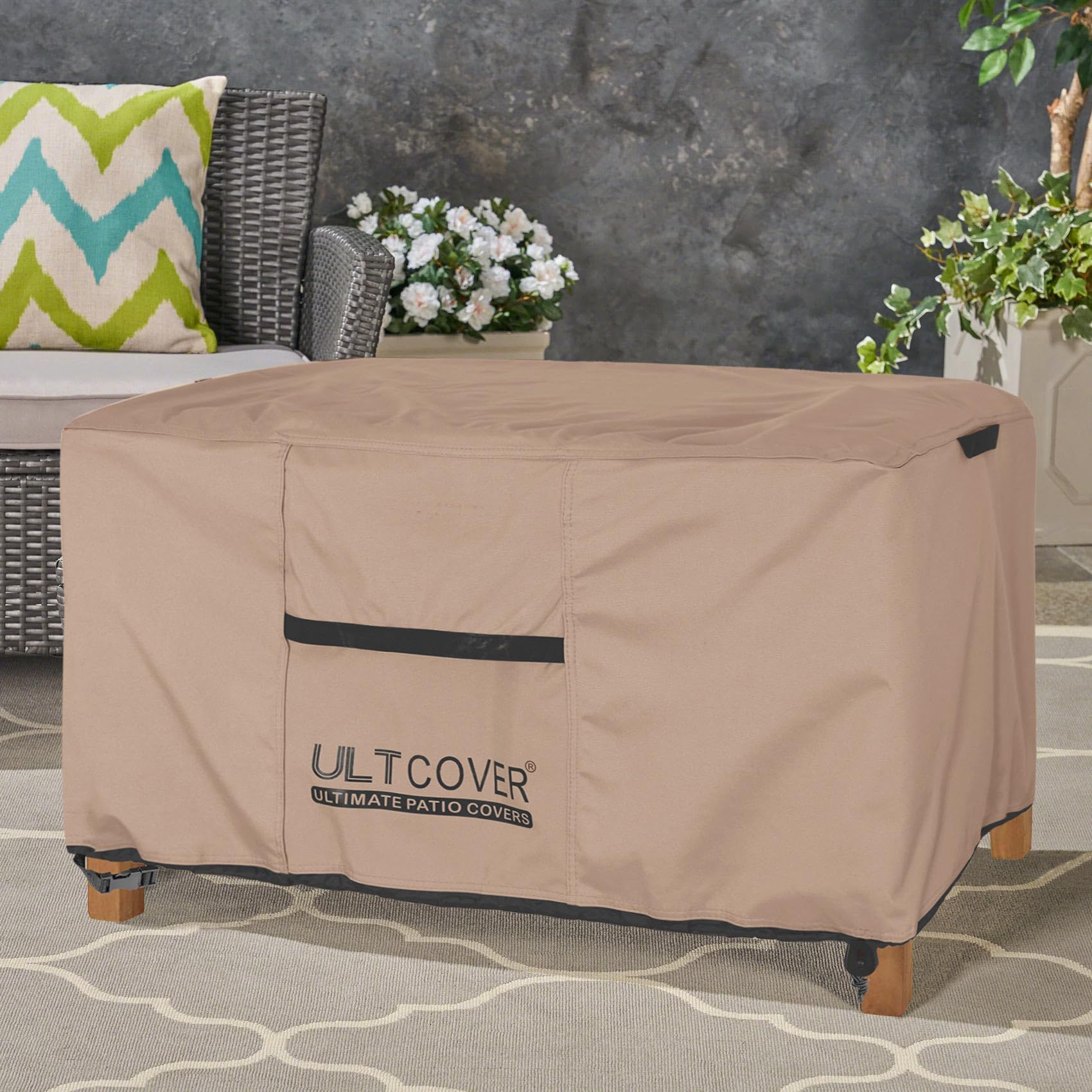 ULTCOVER patio coffee table cover with elastic draw cords