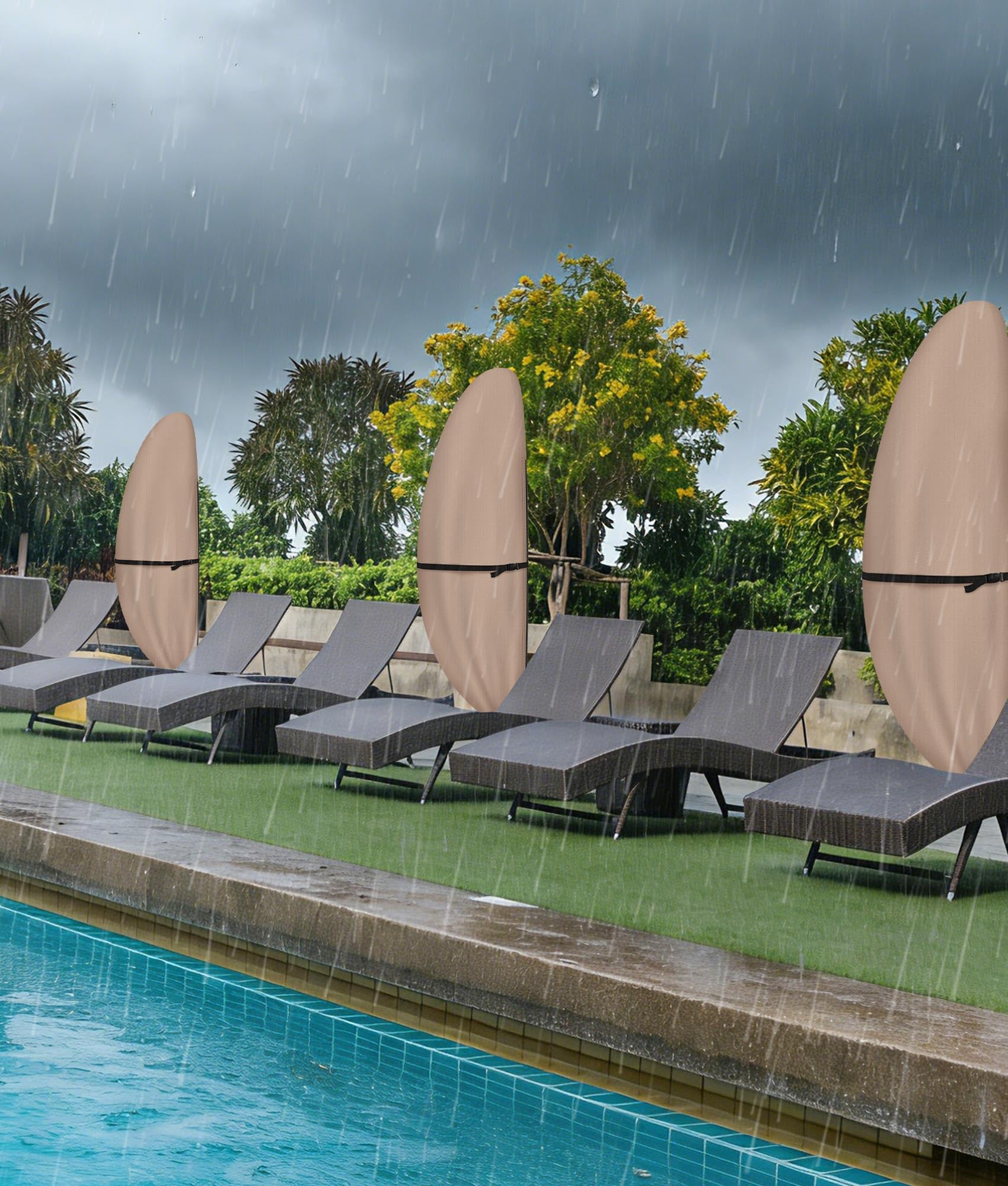 ULTCOVER umbrella cover features heavy-duty plastic clips