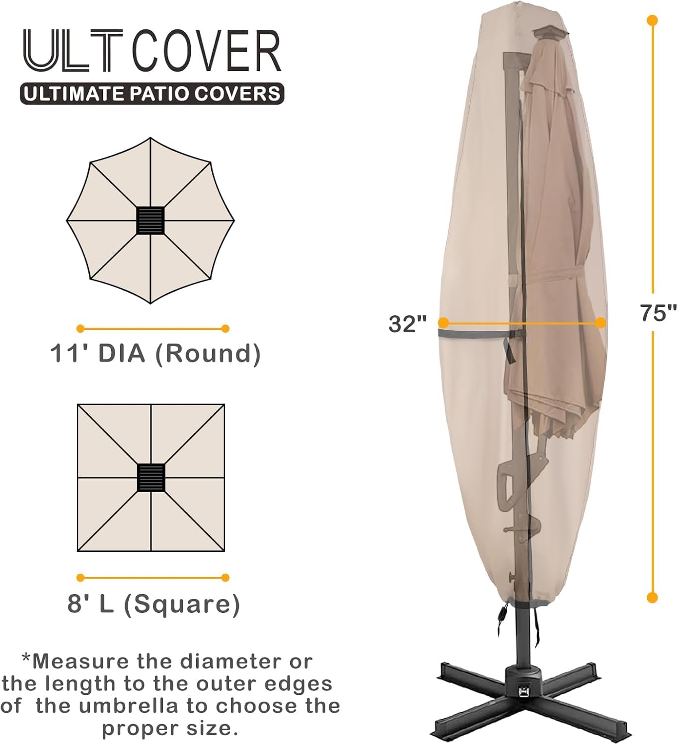 ULTCOVER Umbrella Cover secured with clips and straps