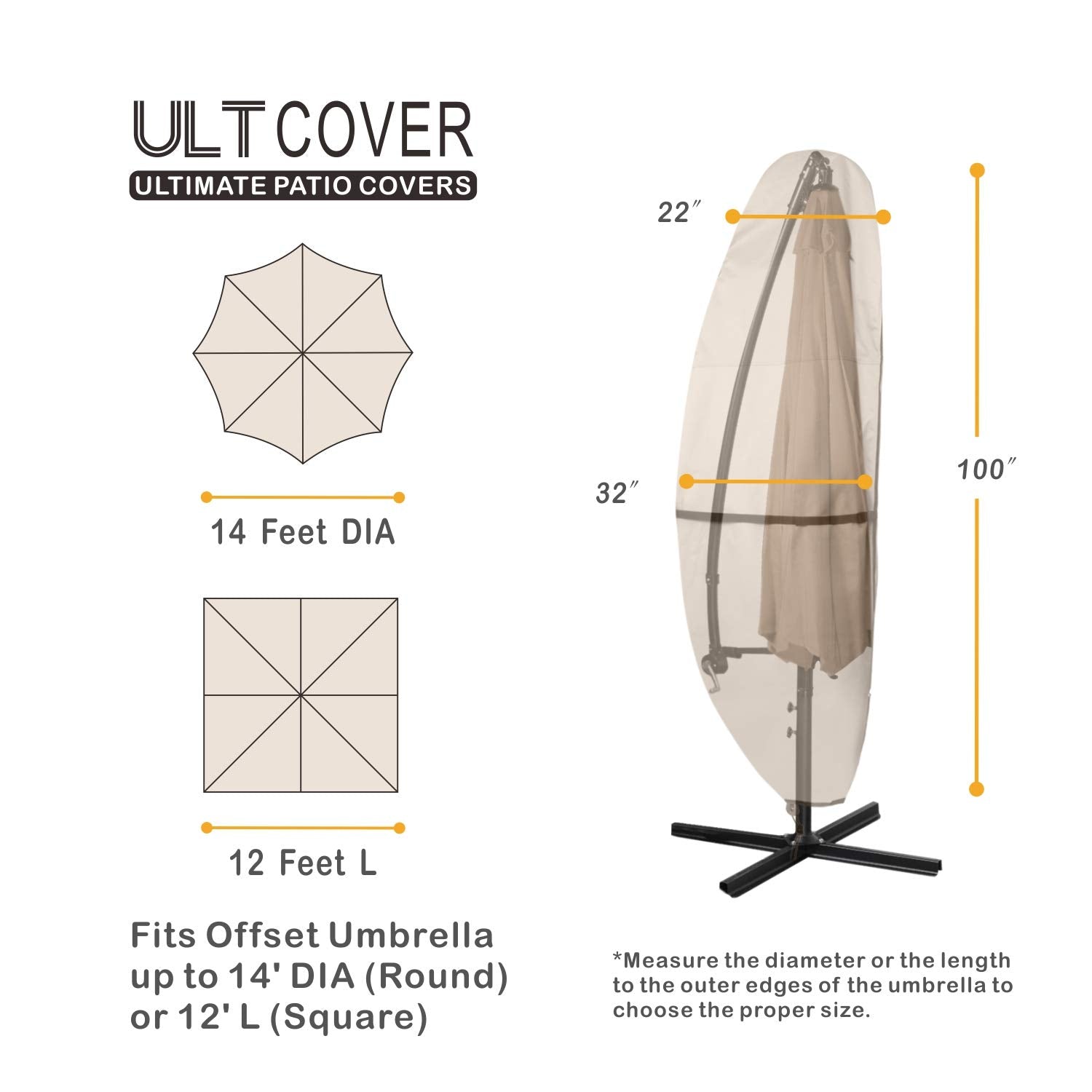 ULTCOVER umbrella cover showcasing zipper closure and adjustable straps