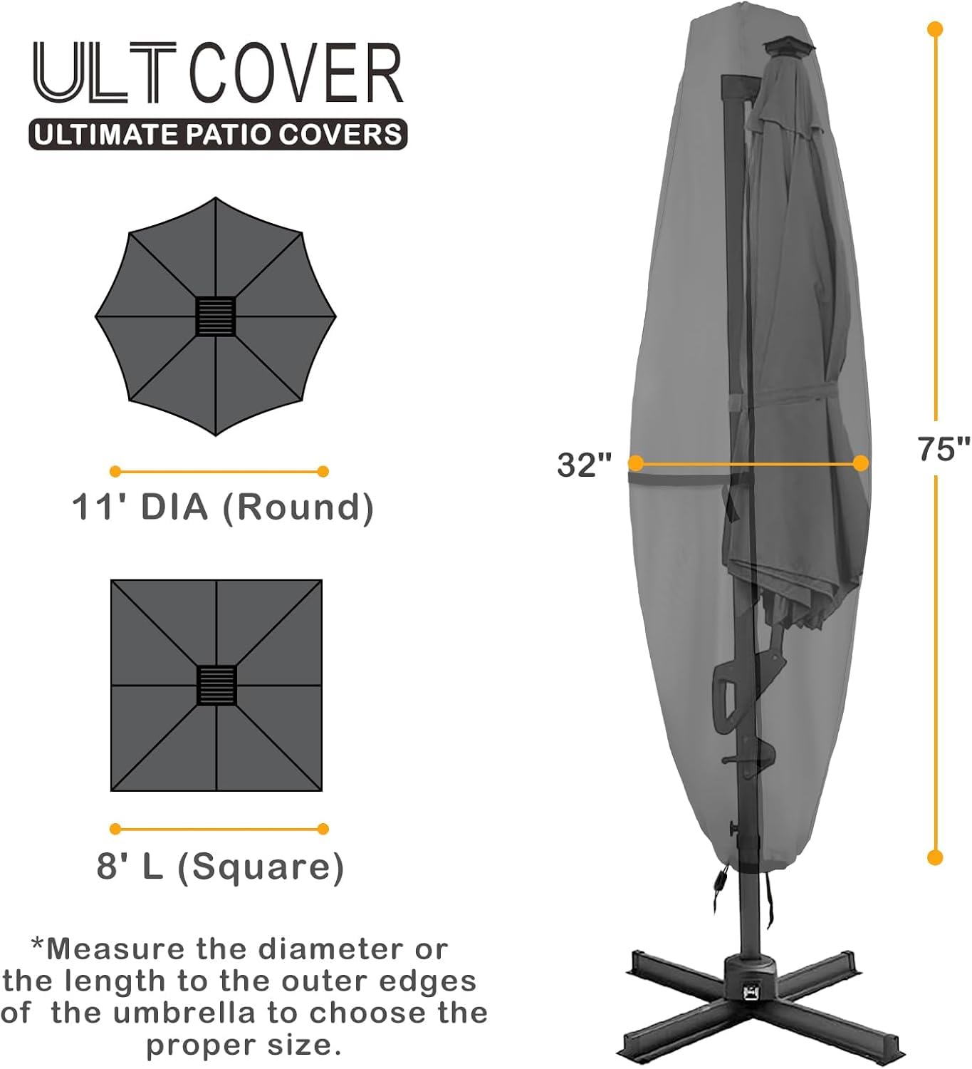 ULTCOVER umbrella cover with clear top for solar panels